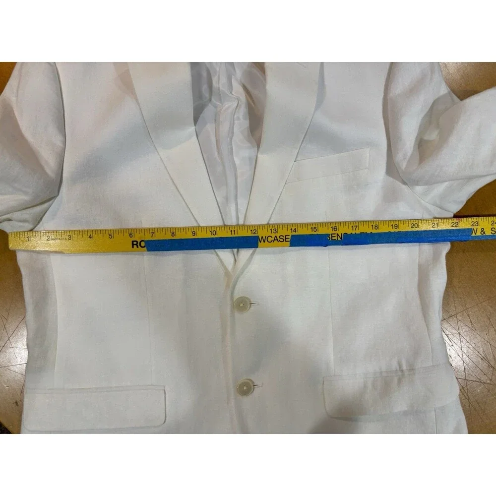Ralph Lauren White Linen Blazer Mens 40 Short Lightweight Summer Jacket Classic